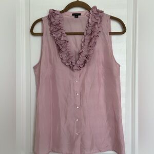 Ann Taylor Mauve Sleeveless Blouse with Floral Neckline